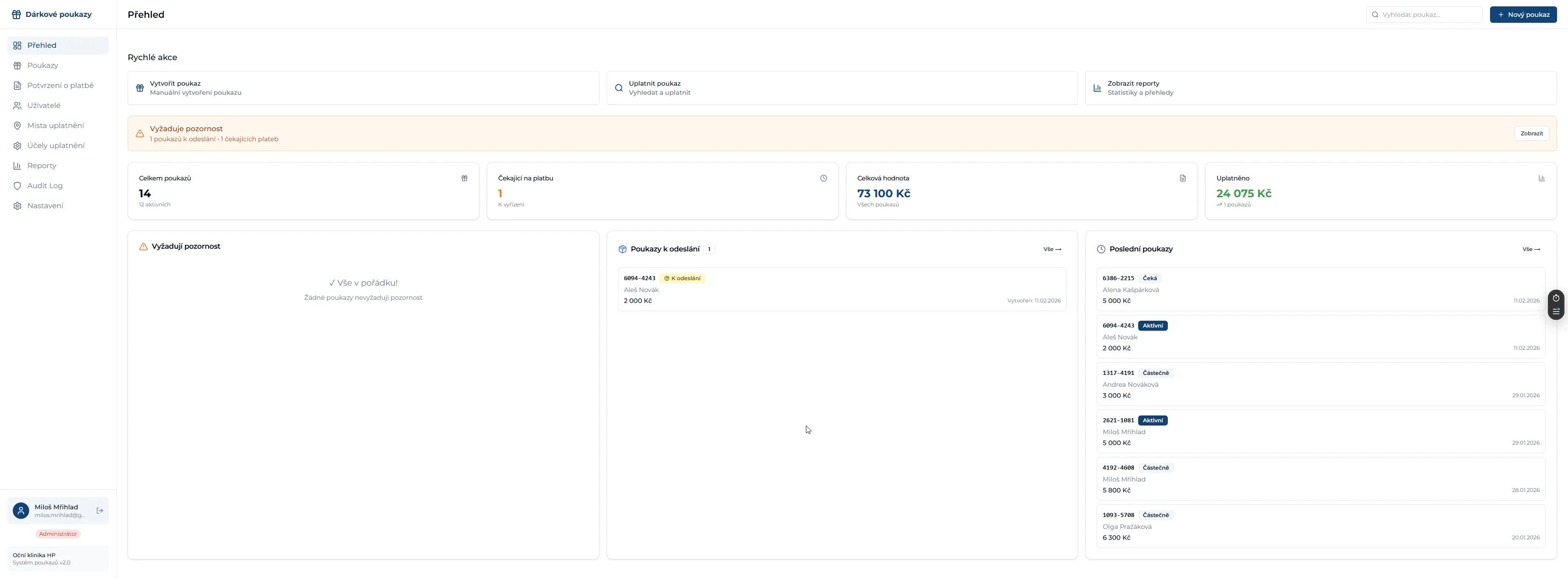 Oční klinika Horní Počernice — Dárkové poukazy